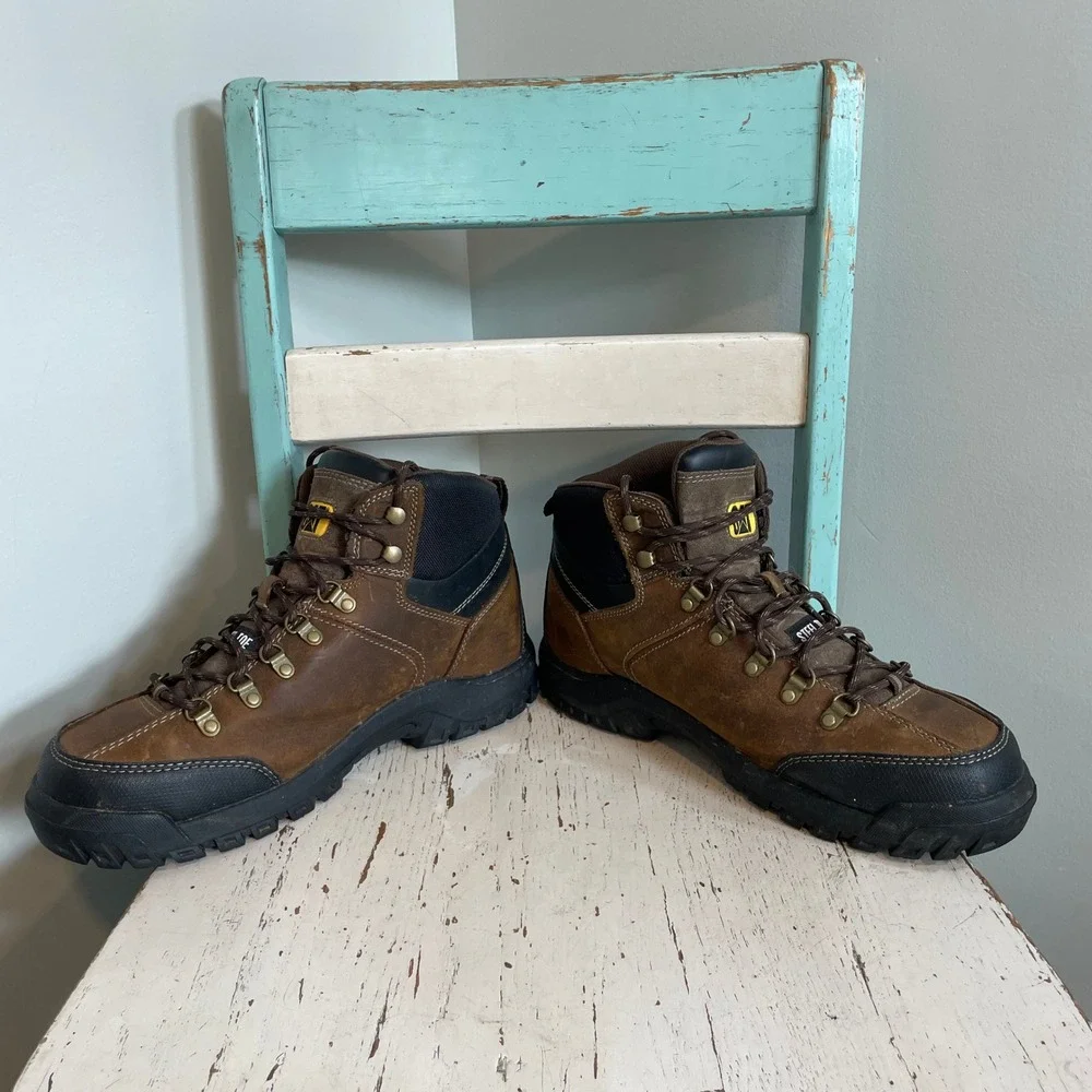 Caterpillar Threshold Steel Toe Waterproof Work Boots Mens 13 Brown P90935 CAT